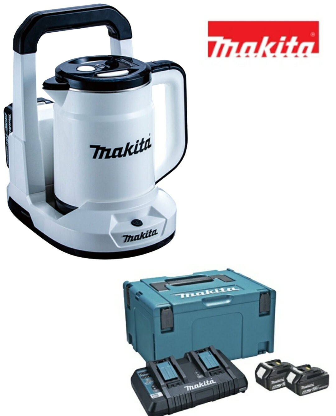 マキタ 36V(18V+18V) 充電式ケトル 0.8L KT360DZW 白 本体+18V パワーソースキット1(2口充電器) A-6122..
