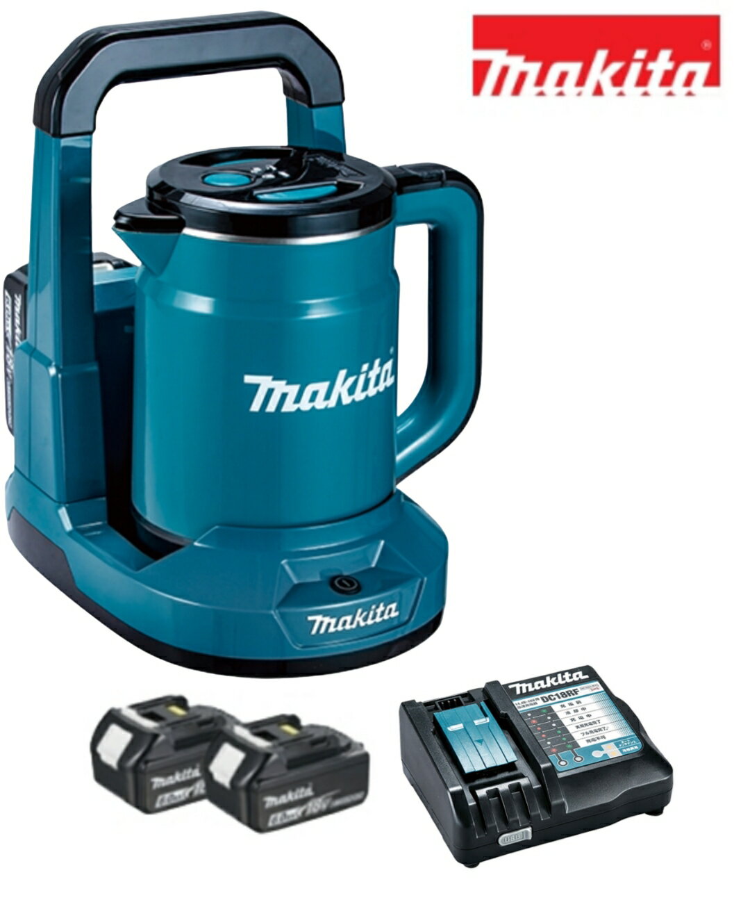 マキタ 36V(18V+18V) 充電式ケトル 0.8L KT360DZ 青 本体+18V 6.0Ah 純正バッテリーBL1860B×2個+充電器..