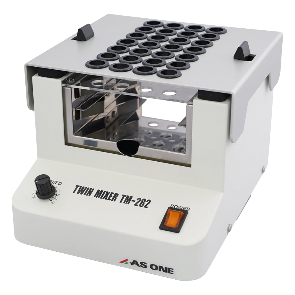 【品番】1-1160-01【メーカー】アズワン【型番】TM-282【JAN】4562108510592【入り数】1台※掲載画像は代表画像です。シリーズ共通の画像を使用している場合があり、お届けは商品名に記載の型番・数量となります。■特長専用アダプターを使用せず2種類の容器を同時に撹拌できます。回転は適した撹拌状態を得る事ができる無段可変式です。マイクロプレート・チューブラックの着脱はワンタッチ式です。振動・騒音吸収用素材の採用で静かな強力撹拌ができます。■仕様型番:TM-282サイズ:164×200×150mm重量:約3kgモーター:DCモーターチューブラック:ワンタッチ着脱式撹拌方式:偏芯運転方式電源:AC100V　50/60Hz　0.07A電源コード長:2m（3Pプラグ・変換アダプター付き）容器架数:1.5mLマイクロチューブ／28本、96穴マイクロプレート（リジェットタイプ）／2枚回転数（rpm）:MAX2300rpm（連続可変）※マイクロチューブ・マイクロプレート同時撹拌時は、マイクロプレートは1枚のみの撹拌です。荷姿サイズ:235×310×220mm　3.60kg