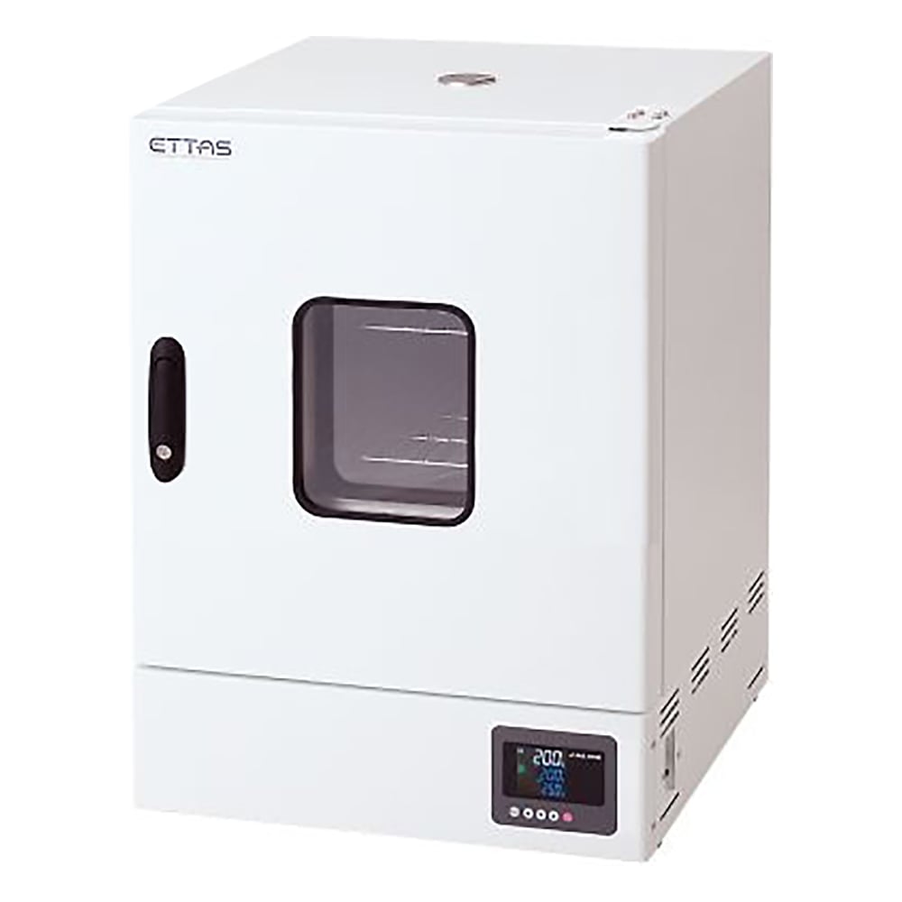 【用途】研究・産業用【品番】1-2126-25【メーカー】アズワン【型番】OFW-450V-R【JAN】4589638264931【入り数】1台※掲載画像は代表画像です。シリーズ共通の画像を使用している場合があり、お届けは商品名に記載の型番・数量となります。■特長強制対流方式選べる3サイズベーシックタイプをモデルチェンジデジタル式安全装置標準装備あざやかな大型液晶画面視認性に優れたカラーLCDディスプレイを採用し、操作性が向上します。実測値と設定値の確認が容易なPV・SV二段表示に加え、過昇温防止設定温度表示を採用しています。4種類のタイマー機能（ON・OFF・ON/OFF・SVスタート）を標準装備し、試料の量・サイズに合わせて4タイプから選択できます。温度制御はPID制御を採用し、高精度で安定した温度管理が可能です。■仕様庫内寸法（mm）:450×447×450扉:右温度制御範囲:室温+20〜270℃最高温度到達時間:約45分温度変動（JIS）:±1℃（at　270℃）温度勾配（JIS）:23℃（at　270℃）温度制御方式:PID制御、SSR出力付加機能:タイマー仕様→ONタイマー・OFFタイマー・SVスタート・ON/OFFタイマー安全装置:デジタル設定式過昇防止機能・過電流ブレーカー・バーンアウト機構（センサー断線時ヒーターOFF）ヒーター容量:1300W温度センサー:K熱電対×2個（温調用・過昇防止用×各1本）棚ピッチ・段数:35mmピッチ・10段外装/内装:スチール粉体塗装　/SUS304（一部SUS443J1）排気口:φ32mm×1個外寸法:550×567×760mm庫内容量:約91L重量:約40kg電源:AC100V50/60Hzコード長：2.4m（3Pプラグ）定格電流:13.5A棚板耐荷重:5kg付属品:棚板×2枚・棚板レール×2組※可燃性物質を庫内に入れないでください。荷姿サイズ:600×735×810mm　41.00kgRoHS2 (EU) 2015/863 対応