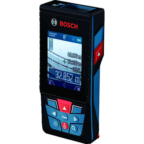 【品番】GLM150C【メーカー】ボッシュ（株）【JAN】3165140862622【販売単位】1台※掲載画像は代表画像です。シリーズ共通の画像を使用している場合があり、お届けは商品名に記載の型番・数量となります。■特長2.8インチ大型液晶画面です。液晶画面に頑丈なドラゴントレイルガラスを採用しています。デジタルビューファインダー8倍ズームで、屋外測定が可能です。データ転送機能で、スマホ等に測定データを転送する事ができます。測定モード：距離、面積、体積、容積、連続、加算、減算測定、傾斜測定シングルピタゴラス、ダブルピタゴラス：距離と角度を同時測定で一辺を算出、表示。内蔵角度センサーを併用する独自の測定モードです壁面積測定モードで壁の総面積を簡単に測定可能、等間隔測定モードは等間隔で柱を立てたりするときに便利です。最小最大寸法の測定モードは連続測定中の最小最大距離を記憶し表示します。タイマー測定モード 1〜60秒は本体を安定させ正確な測定が可能です。測定基準点：本体前方端部、1/4”ネジ穴（三脚取り付け位置）、本体後方端部、ストッパーピン後方端部■用途屋外屋内での距離測定等に。■仕様測定項目:距離、連続測定、面積、容積・体積、間接・ピタゴラスレーザー安全規格:クラス2製造国:マレーシア最小表示(mm):0.5最小表示(m):0.08測定精度(mm):±1.5該当:RoHS2電源:単3形アルカリ乾電池3本測定基準位置の設定:本体前方、後方端部、1/4”ネジ穴、ストッパーピン後方端部高さ(mm):142ブランド名:ボッシュ（ボッシュ（株））保護等級:IP54(電池収納部分を除く)幅(mm):64保証期間:1測定範囲(m):0.08〜150厚さ(mm):28関連商品ボッシュデータ転送レーザー距離計 GLM150-27C...ボッシュデータ転送レーザー距離計 GLM100-25C...Leicaレーザー距離計ライカディストX3 DISTO-X3...57,320円44,840円47,390円ボッシュレーザー距離計 GLM50-21ボッシュグリーンレーザー距離計 GLM50-23G...ボッシュレーザー距離計 GLM30-2315,160円26,550円13,240円タジマレーザー距離計タジマP15ブラック LKT-P15B...タジマレーザー距離計タジマP15レッド LKT-P15R...タジマタジマセフレーザー距離計G03ブラック TSFLK-G03BK...9,760円8,680円13,820円シンワレーザー距離計L−MeasureBK50大型液晶 78163...シンワレーザー距離計L−MeasureBK30大型液晶 78165...シンワレーザー距離計L−MeasureBK20大型液晶 78156...12,480円9,330円8,280円