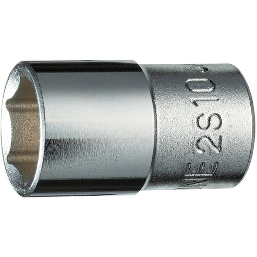 【品番】2S-10【メーカー】TONE（株）【JAN】4953488155471【販売単位】1個※掲載画像は代表画像です。シリーズ共通の画像を使用している場合があり、お届けは商品名に記載の型番・数量となります。■特長スタンダードタイプの対辺6角形状です。差し込み後、トルクをかけてもナメにくくなっています。■仕様対辺形状:6角製品規格:ISO差込角(mm):6.35該当:別作可能製造国:日本対辺寸法(mm):10ブランド名:TONE（TONE（株））全長(mm):23.5