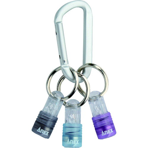 【品番】AQH-S2【メーカー】アネックスツール（株）【JAN】4962485261016【販売単位】1S※掲載画像は代表画像です。シリーズ共通の画像を使用している場合があり、お届けは商品名に記載の型番・数量となります。■特長6.35mm六角軸の各種先端工具を取り付けできます。多数掛けに最適な軽量ホルダーです。軽量の8g（1個）です。3個セットのカラビナ付です。PET、PPを使わず再生紙100％パッケージで年間2181kgのCO2削減が見込めます。■用途ソケットやビットの持ち運びに。■仕様全長(mm):35製造国:日本差込角(mm):6.35色:青、黒、紫該当:RoHS2ブランド名:アネックス（アネックスツール（株））