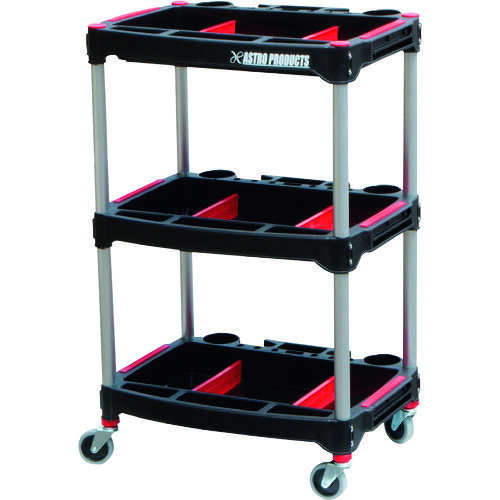 【品番】2003000008401【メーカー】（株）ワールドツール【JAN】2003000008401【販売単位】1台※掲載画像は代表画像です。シリーズ共通の画像を使用している場合があり、お届けは商品名に記載の型番・数量となります。■特長プラスチック製の軽量ワゴンです。75mm径の自在キャスター4個が付属します。トレー用の仕切りも付属するので工具を分けて収納できます。■用途工具・部品の整理整頓に。軽量での工具運搬作業に。屋内外での移動作業に。整備作業時の効率向上に。工場内での移動作業に。サービスピットでの作業効率化に。出張作業時の工具搬送に。作業スペースの有効活用に。部品・工具の一括管理に。作業負担軽減に。■注意※各トレーの耐荷重は30Kgです。必ず、耐荷重以下で使用してください。※こちらの商品は組立が必要となります。ネジは奥までしっかりと締めこんでください。■仕様均等積載量(kg/段)下棚:30間口(mm):570色:黒ブランド名:アストロプロダクツ（（株）ワールドツール）製造国:台湾均等積載量(kg/段):30高さ(mm):890奥行(mm):455最大積載量(kg/台):90均等積載量(kg/段)上棚:30段数(段):3関連商品TRUSCOV型ツールワゴン482X420XH7983段 VL-13...TRUSCOプロテクターツールケース赤XL TAK13RE-XL...TRUSCOツールワゴンロイヤル586×320×833深2浅1ホワイト...18,170円15,700円22,750円TRUSCO フェニックスワゴン エコノミータイプ ゴムキャスター...TRUSCO フェニックスワゴン用 支柱...TRUSCOV型ステンレスワゴン600X400XH8353段 VLL-...23,330円9,640円34,630円TRUSCO組立式樹脂ワゴン3段（天板＋トレー2段）ホワイト PWT2...TRUSCO フェニックスワゴン 省音タイプ 薄型1段・1段引出付...TRUSCO フェニックスワゴン 省音タイプ...5,850円64,230円26,880円TRUSCO フェニックスワゴン 省音タイプ 天板付...TRUSCOプロテクターツールケースオリーブXL TAK13OD-XL...TRUSCOプロテクターツールケースオレンジXL TAK13OR-XL...43,320円15,700円15,700円