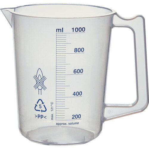 TRUSCOポリプロピレン青目盛ビーカー1000ml（取手付） HPB-1000