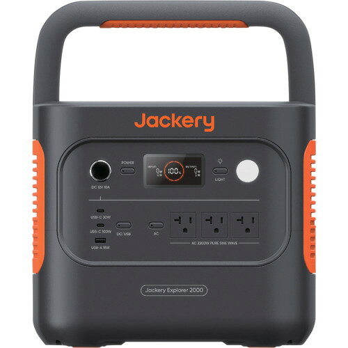 【品番】JE-2000D【メーカー】（株）Jackery　Japan【JAN】0810105528473【販売単位】1台※掲載画像は代表画像です。シリーズ共通の画像を使用している場合があり、お届けは商品名に記載の型番・数量となります。■特長世界販売台数700万台を突破、有名メディア200社以上が推奨する「業界トップセラーのブランド」です。リン酸鉄リチウムイオン電池を採用し、長寿命(サイクル数4000回)を実現しました。容量2042Wh/定格出力2200Wの大容量・高出力モデルです。2000Whクラスの既存モデルより、サイズが約40％小さく、重量は約34%軽量化しております。充電回数・使用時間の目安は、スマホ約110回、ノートPC約25回、電気毛布約31時間です。「UPS」を搭載し、停電時に電気の供給がストップしても0.02秒でバッテリー稼働に切り替わります。アプリ連携によりポータブル電源を遠隔で操作できます。急速充電モード(約1.7h)も設定可能です。BMS(バッテリーマネジメントシステム)を搭載し、電圧や温度を管理し、最高精度の安全性を実現しています。お買い上げ日から最長5年の保証をご用意しております。■仕様幅(mm):335ブランド名:Jackery（（株）Jackery　Japan）製造国:中国最大出力(W):4400奥行(mm):264出力電圧(V):100高さ(mm):292入力電圧(V):100-120定格出力(W):2200製品規格:PSE関連商品Jackeryポータブル電源1800 JE-1800A...Jackeryポータブル電源1000Plus JE-1000C...Jackeryポータブル電源900 JE-900A...231,950円177,560円137,450円Jackeryポータブル電源2000Plus JE-2000C...Jackeryポータブル電源3000New JE-3000B...EcoFlowポータブル電源DELTA31500 EFDELTA150...300,550円379,090円170,770円Jackeryポータブル電源Explorer100Plus JE-10...Jackeryポータブル電源600Plus JE-600C...Jackeryポータブル電源300Plus JE-300B...17,680円91,460円42,950円EcoFlowポータブル電源DELTA3Plus EFDELTA3P-...HONDA正弦波インバーター搭載発電機1．8kVA（交流／直流） EU...新ダイワバンドソー平バイスコンター機能付 RB120FV...106,010円203,680円222,320円