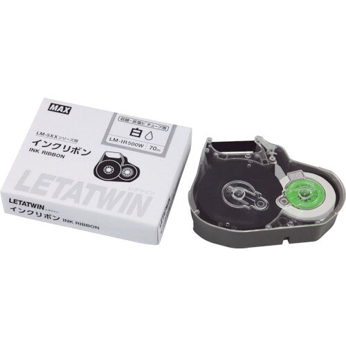 【品番】LM-IR500W【メーカー】マックス（株）【JAN】4902870810955【販売単位】1個※掲載画像は代表画像です。シリーズ共通の画像を使用している場合があり、お届けは商品名に記載の型番・数量となります。■仕様インク色:熱収縮・非塩ビチューブ用　ホワイトリボン長さ(m):70色:ホワイト品名:レタツイン用インクリボンブランド名:MAX（マックス（株））製造国:中国内容:熱収縮・非塩ビチューブ用　白　70m適合機種:LM-550W3・500W3・500F3・550W2・500W2・500F2C・500F2・550W・500W・500