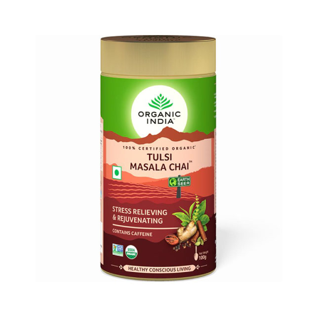 オーガニック インディアトゥルシー マサラチャイ／100g 缶【Tulsi Masala Chai TEA 100g】【ORGANIC INDIA】インド オーガニックティー 紅茶 ティー チャイ ギフト