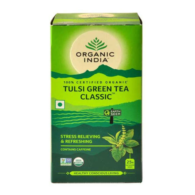 楽天インディア　アット　ホームオーガニックティー トゥルシー グリーンティー クラシック／25袋【TULSI GREEN TEA CLASSIC 25 Tea Bags】【ORGANIC INDIA】オーガニック インディア トゥルシー インド ハーブティー 紅茶 チャイ チャイティー ティーバッグ 輸入食材 海外 ギフト 贈り物