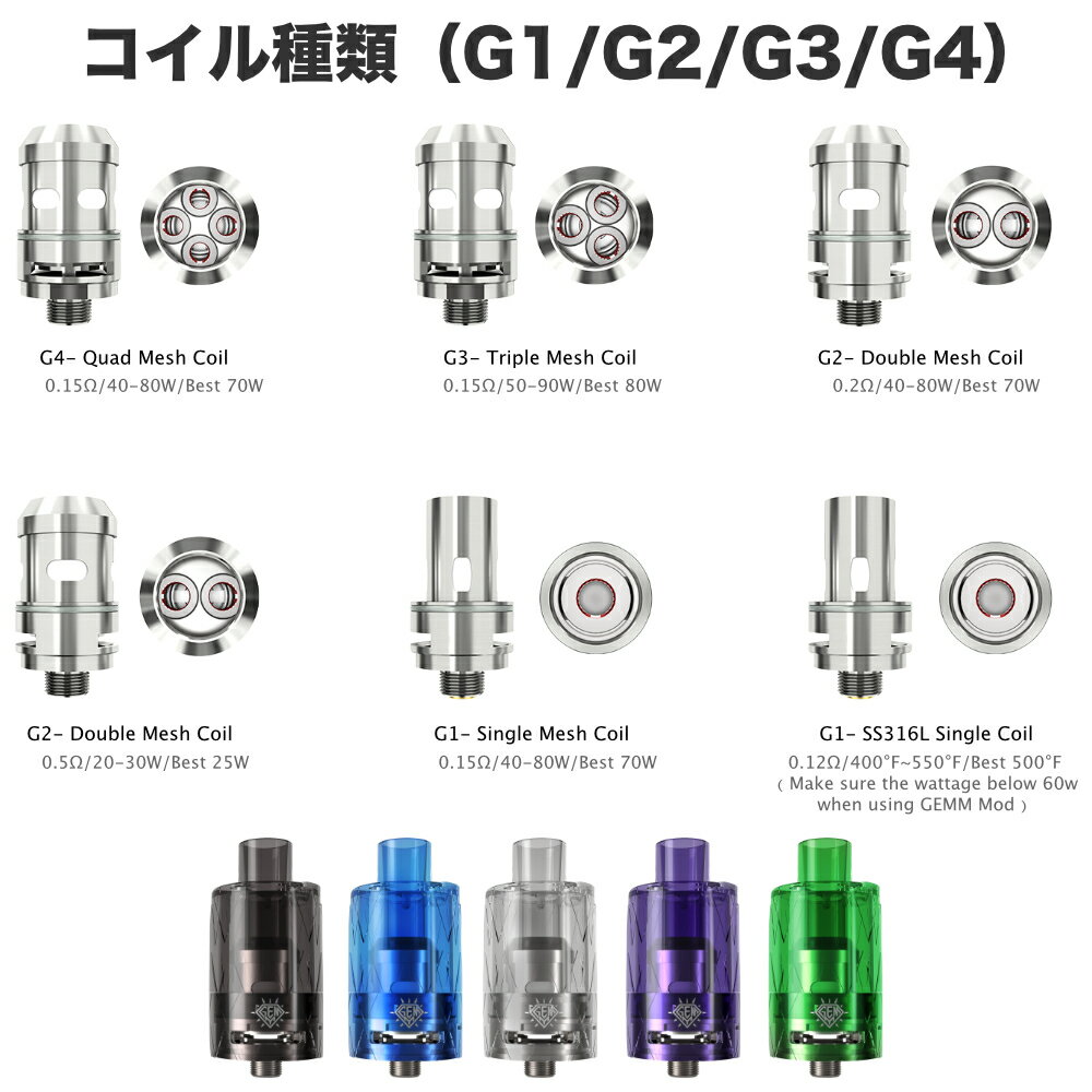 Indian Strawberry 楽天市場店のFreemax Gemm Tank 1箱（2個入）G4コイル仕様｜アングル3