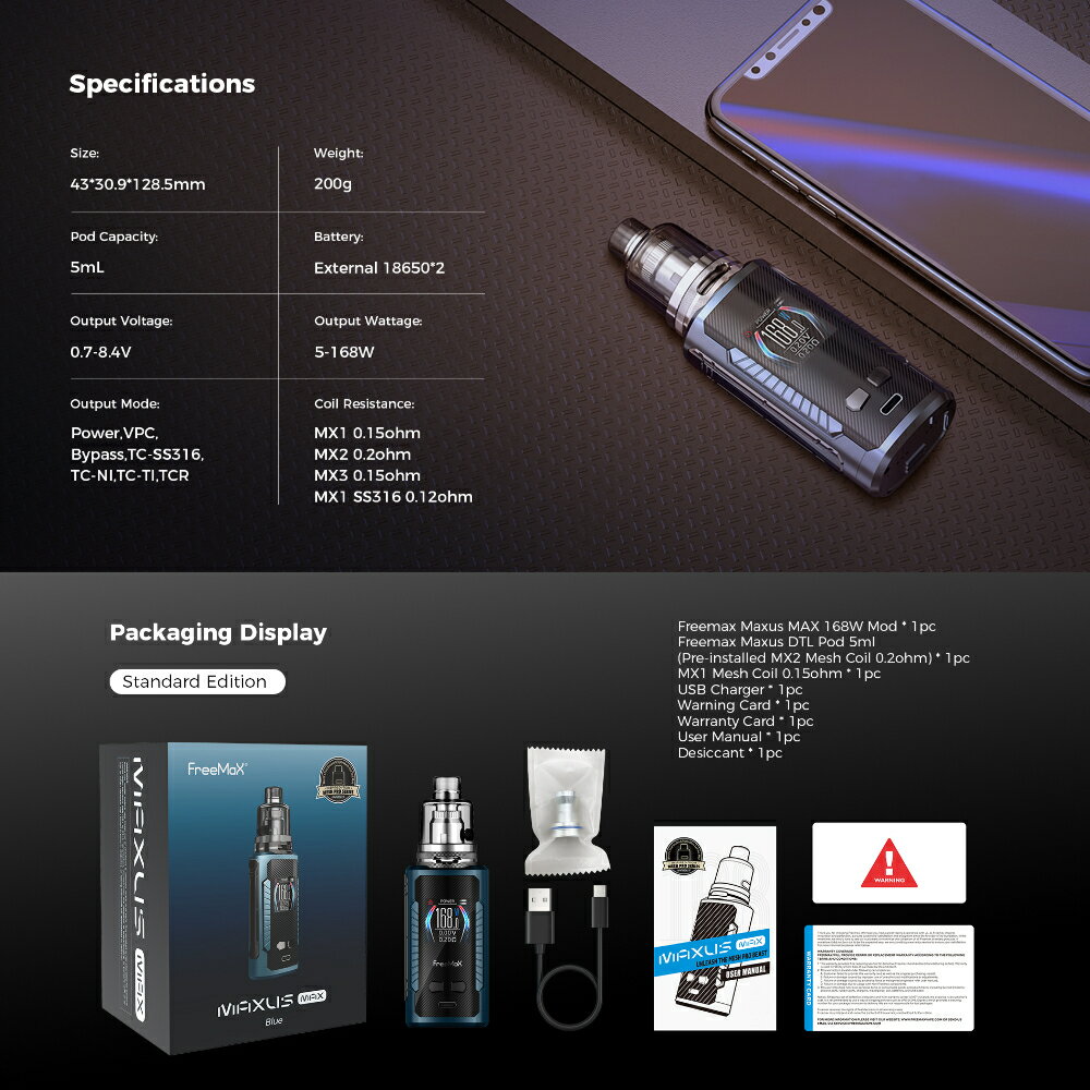 Freemax Maxus Max 168W Pod Kit