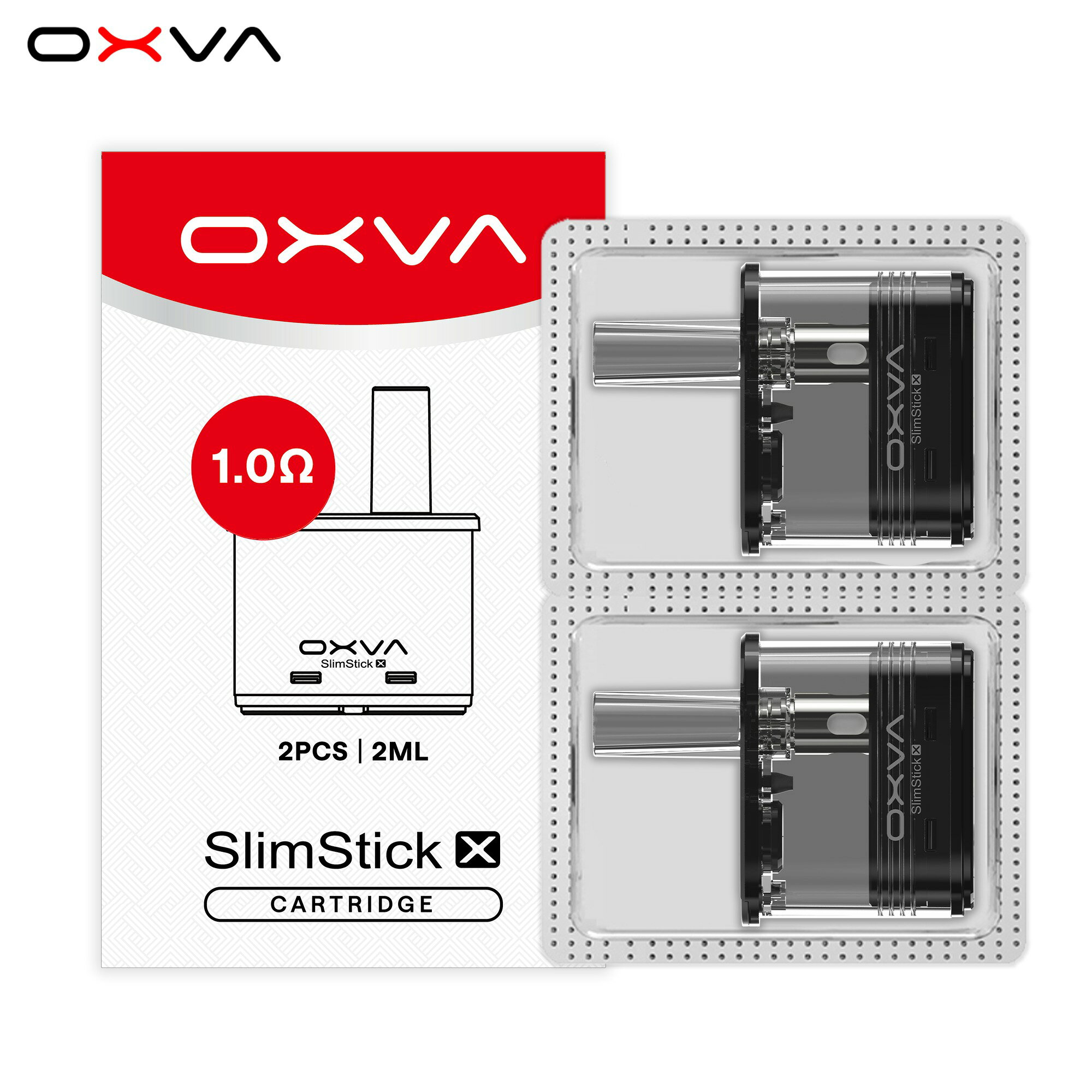 商品の特徴OXVA SlimStick X専用の交換用リフィラブルカートリッジです。2mlサイズで、1.0Ωコイルを搭載しています。トップフィル式でリキッドを補充できます。透明窓からリキッド残量を確認できます。 製品仕様メーカーOXVA（オックスバ）対応機種OXVA SlimStick X容量2mlコイル抵抗値1.0Ω数量2個入り補充方式トップフィル式 内容品SlimStick X専用PODカートリッジ 2個 ご購入前の確認本商品はOXVA SlimStick X専用の交換用カートリッジです。対応機種をご確認のうえご購入ください。SlimStick X専用。1.0Ω、2mlのカートリッジを2個セットで。 SlimStick Xのための交換用カートリッジ。トップフィル式でリキッドを補充できます。 商品の特徴