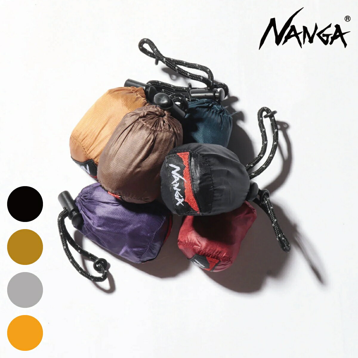 NANGA ナンガ ポケッタブル エコバッグ POCKETABLE ECO BAG LIVE THE LIFE 20dnリップストップナイロン 軽量 コンパクト ブラック/ゴールド/グレー/オレンジ NA2441-3A102