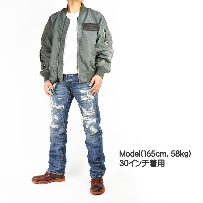 ETERNAL エターナル メンズ ジーンズ ローライズ リメイク デニムパンツ ライトインディゴ レギュラーストレート ダメージ クラッシュ加工 日本製 52292-2