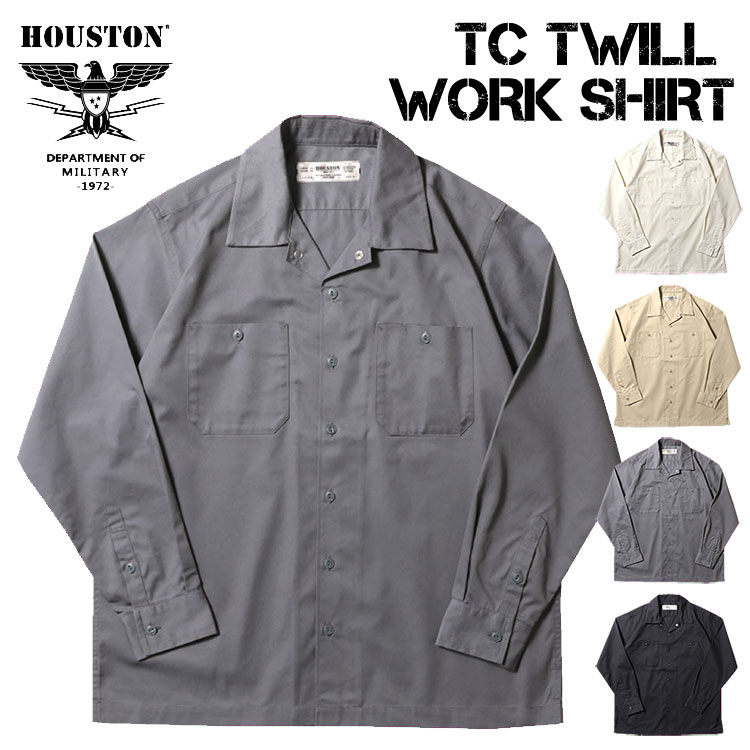 楽天indigo blueHOUSTON ヒューストン TC TWILL WORK SHIRT TCツイルワークシャツ 長袖 ミリタリーシャツ メンズ 41073