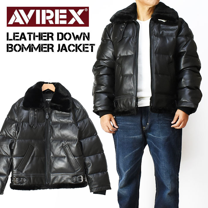 AVIREX アビレックス レザー ダウン ボマージャケット LEATHER DOWN BPMMER JACKET レザージャケット 革ジャン メンズ ミリタリージャケット アウター 7833250066