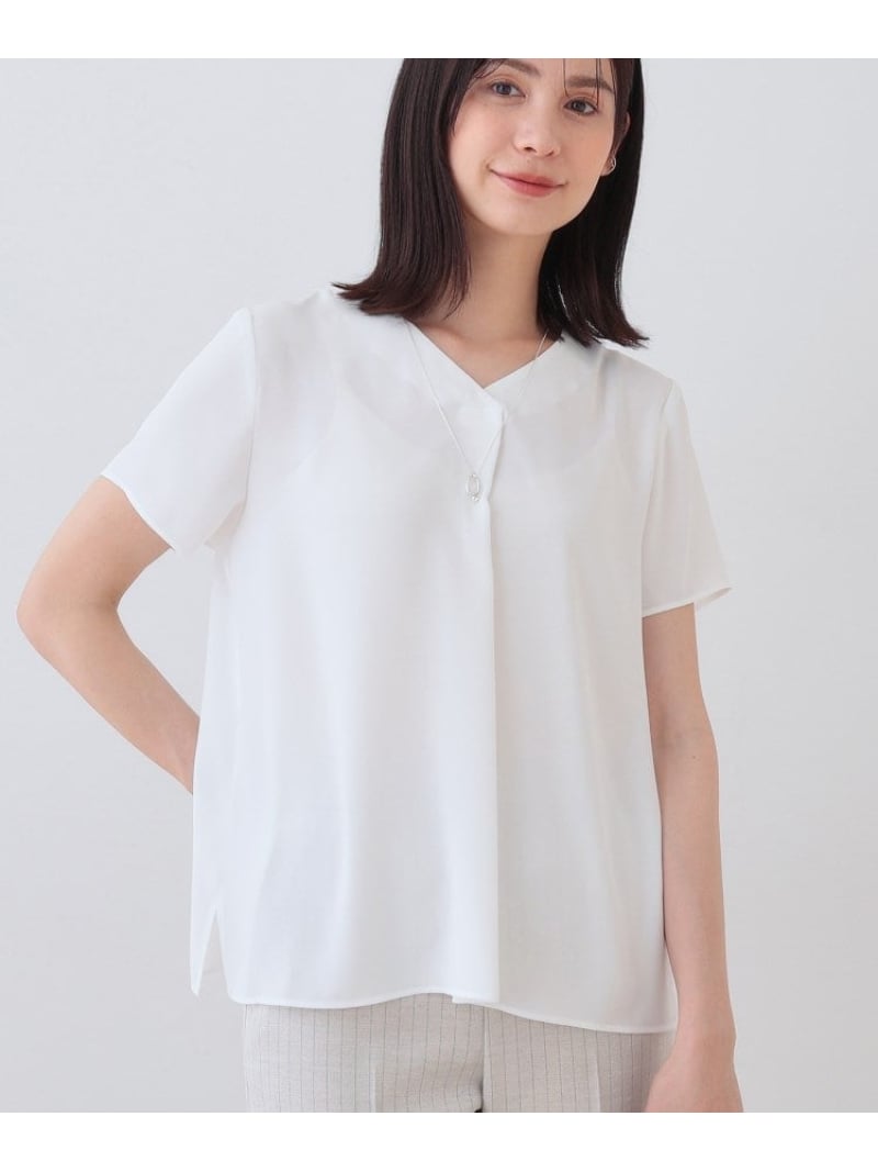 【SALE／60%OFF】【洗える/通勤】タックブラウス INDIVI インディヴィ トップス シャツ・ブラウス ホワ..