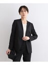 【SALE/60%OFF】【定番スーツ/ウール混】ピンストライプノーカラージャケット INDIVI インディヴィ スーツ・フォーマル セットアップスーツ ブラッ...