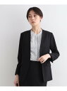 【SALE/60%OFF】【定番スーツ/ウール混】無地ノーカラージャケット INDIVI インディヴィ スーツ・フォーマル セットアップスーツ ブラック カーキ...