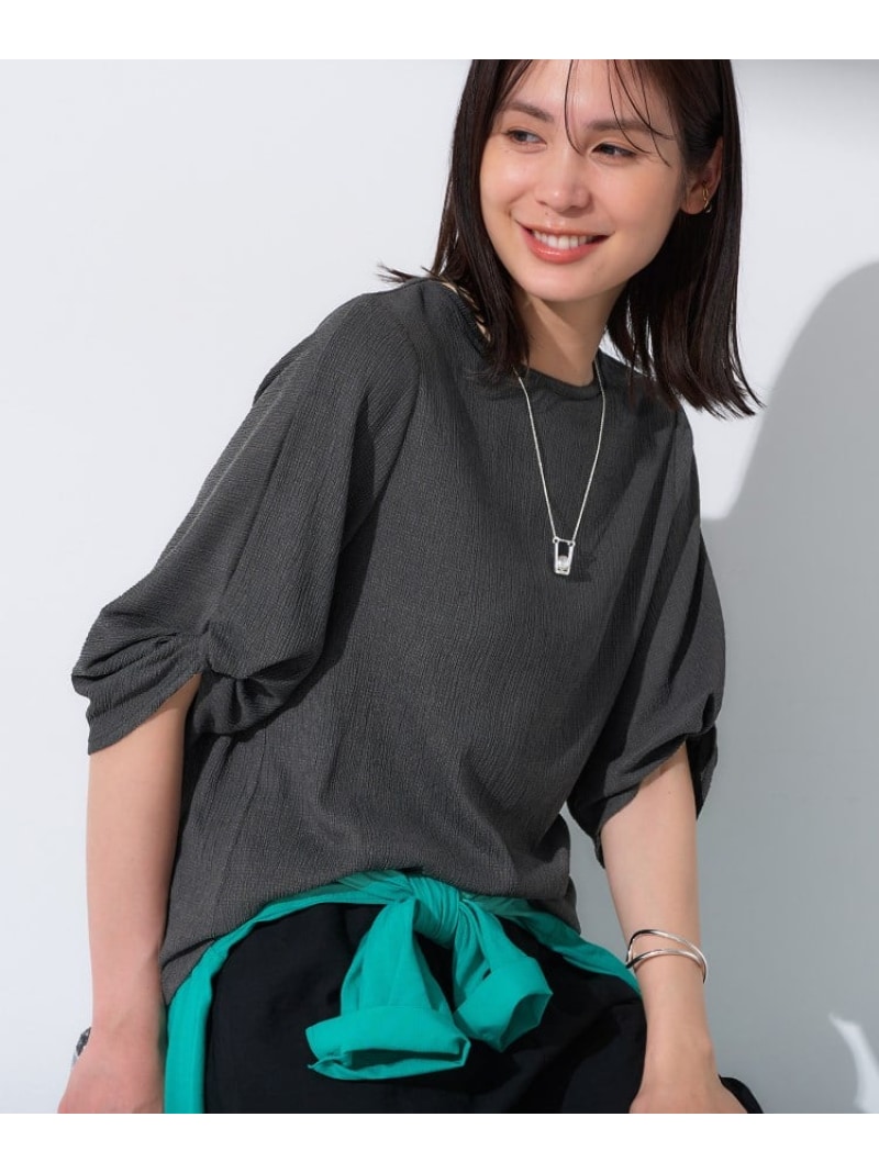 Rakuten - 【SALE／30%OFF】【UVケア/吸汗速乾】凹凸素材ねじり袖トップス INDIVI インディヴィ トップス カットソー・Tシャツ グレー ブラック ネイビー【RBA_E】【送料無料】[Rakuten Fashion]