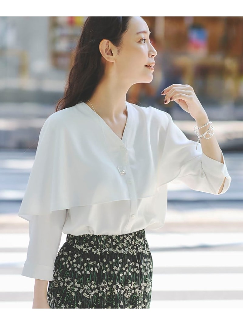 【着る日傘/UVケア/接触冷感】ケープカラーブラウス INDIVI インディヴィ トップス シャツ・ブラウス グレー ブラック ホワイト【送料無料】[Rakuten Fashion]のサムネイル