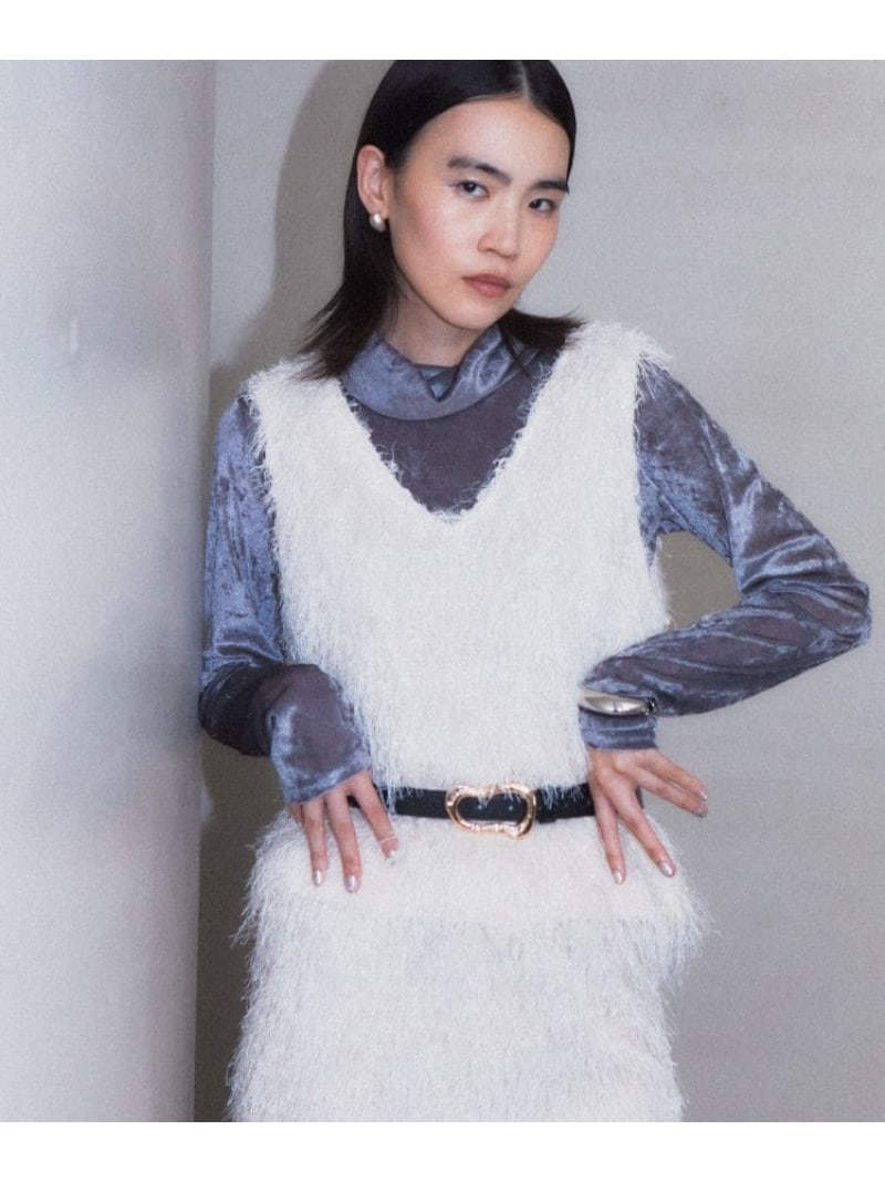 【SALE／28%OFF】カットシャギーベスト GALLEST インディヴィ トップス ベスト・ジレ ブラック ホワイト【RBA_E】【送料無料】[Rakuten Fashion]