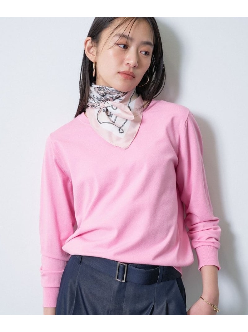 Rakuten - 【SALE／50%OFF】【洗える/アンサンブル可能】シンプルデザインニット INDIVI インディヴィ トップス ニット ブルー ピンク ブラック ホワイト【RBA_E】【送料無料】[Rakuten Fashion]
