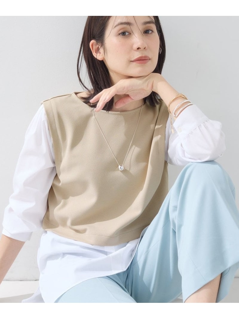 【SALE／60%OFF】【洗える/UVケア】レイヤード風デザイントップス INDIVI インディヴィ トップス カットソー・Tシャツ ブラック ネイビー ベージュ【RBA_E】【送料無料】[Rakuten Fashion] indivi-10002827 INDIVI サンプル画像2