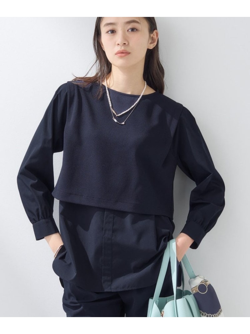 【SALE／60%OFF】【洗える/UVケア】レイヤード風デザイントップス INDIVI インディヴィ トップス カットソー・Tシャツ ブラック ネイビー ベージュ【RBA_E】【送料無料】[Rakuten Fashion] indivi-10002827 INDIVI サンプル画像3