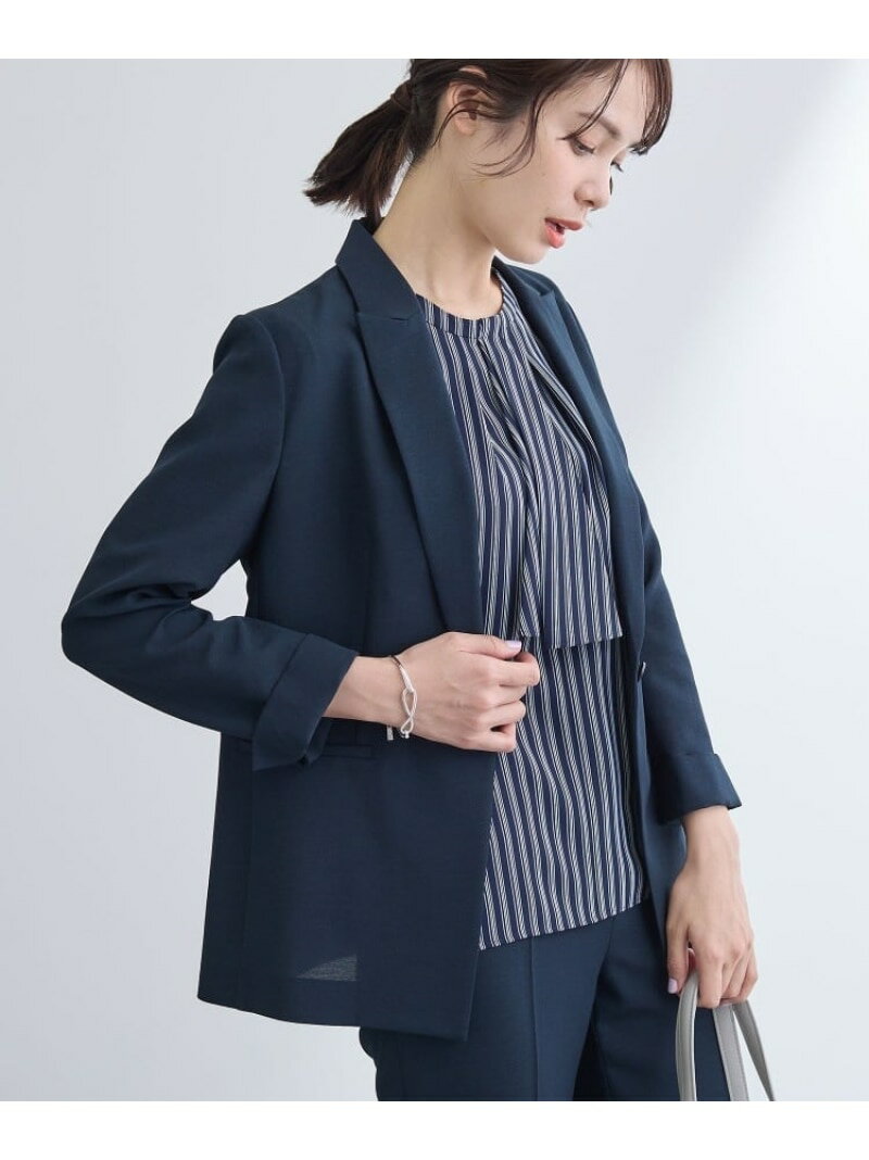 【SALE／5%OFF】【洗える/UVケア/麻調】シングルジャケット INDIVI インディヴィ ジャケット・アウター テーラードジャケット・ブレザー ブラウン ネイビー【RBA_E】【送料無料】[Rakuten Fashion]