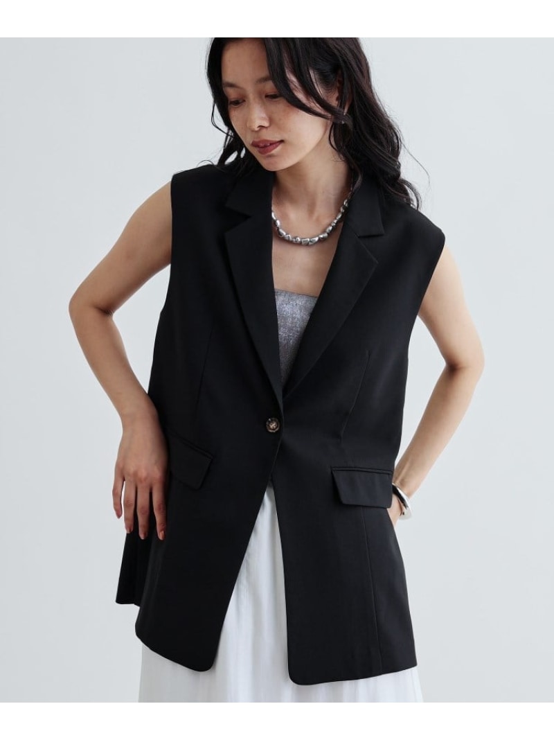 【SALE／10%OFF】【接触冷感/セットアップ対応】リネンライクジレジャケット【カセット服/通勤