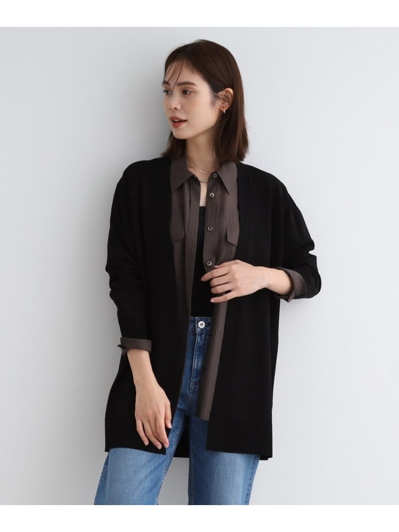 【SALE／60%OFF】【洗える/上品】ミニマム大人カーディガンニット INDIVI インディヴィ トップス カーディガン ブラック ブルー ベージュ【RBA_E】【送料無料】[Rakuten Fashion]のサムネイル