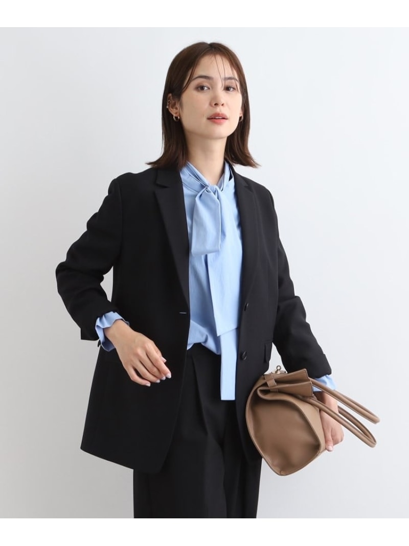 【SALE／50%OFF】【新定番!/旬顔/洗える】オーバーシルエット テーラードカラージャケット INDIVI インディヴィ ジャケット・アウター テーラードジャケット・ブレザー グレー ブラック【RBA_E】【送料無料】[Rakuten Fashion]のサムネイル