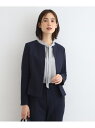 【SALE/68%OFF】【定番スーツ】ノーカラーツィードジャケット INDIVI インディヴィ スーツ・フォーマル セットアップスーツ ホワイト ネイビー【R...