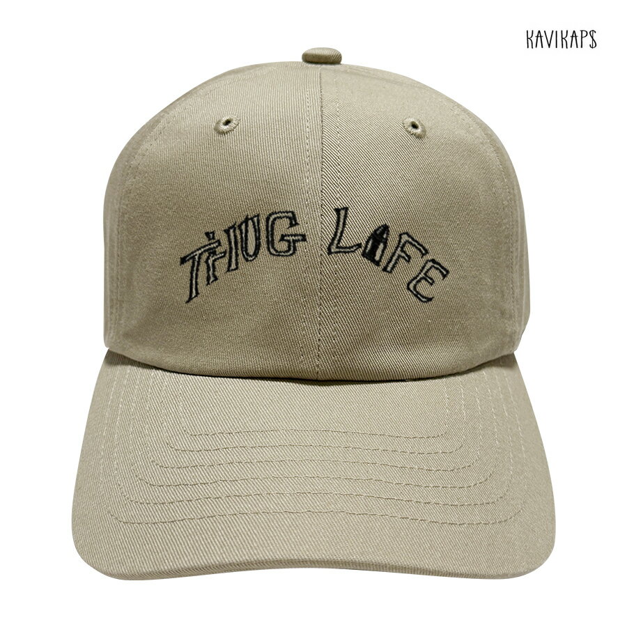 【メール便対応】KAVI KAP THUG LIFE STRAP BACK CAP【KHAKI】(通販 メンズ レディース 男 女 兼用 帽子 6パネル キャップ ローキャップ ブラック 黒)