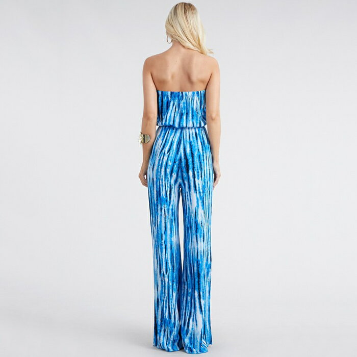 【送料無料】LANI オールインワン【BLUE】(Class クラス 通販 レディース 海外 インポート ファッション 輸入 LA ジャンプスーツベア ロング ワイドパンツ ゆったり タイダイ tie dye)