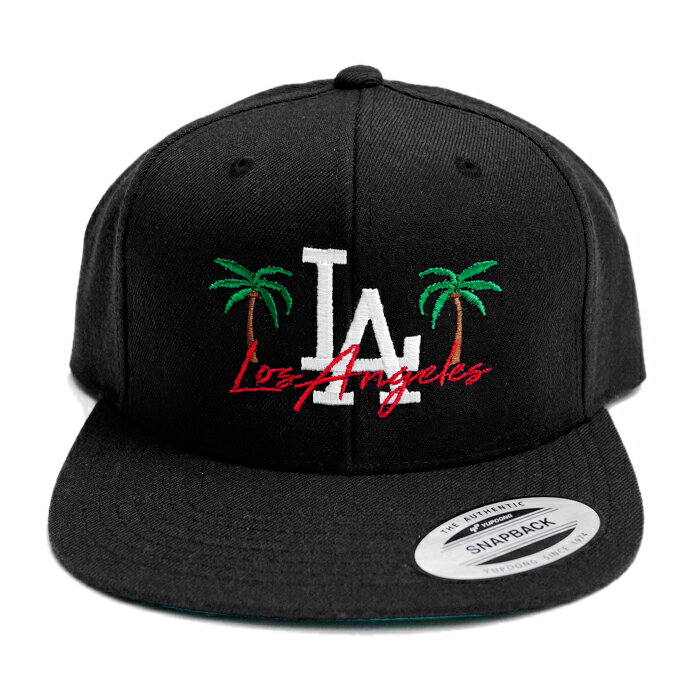 【送料無料】LA PALM CUSTOM EMB SNAPBACK CAP【BLACK】(通販 メンズ レディース 男 女 兼用 帽子 キャップ ウエストコースト 横浜 LA HIP HOP ヒップホップ ロゴ ブラック 黒 パームツリー LOS ANGELES ロサンゼルス)