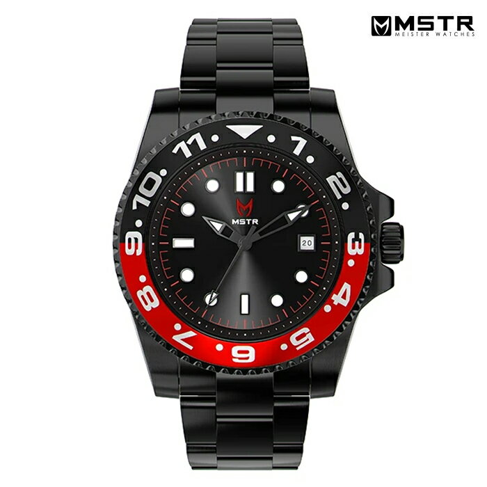 【PRICE DOWN 20 ★送料無料★ラスト1点】MSTR WATCHES VOYAGER【BLACK / RED / SS BAND】【VO102SS】(MEISTER MSTR WATCHES 通販 メンズ 腕時計 ブラック ステンレスバンド ウォッチ)