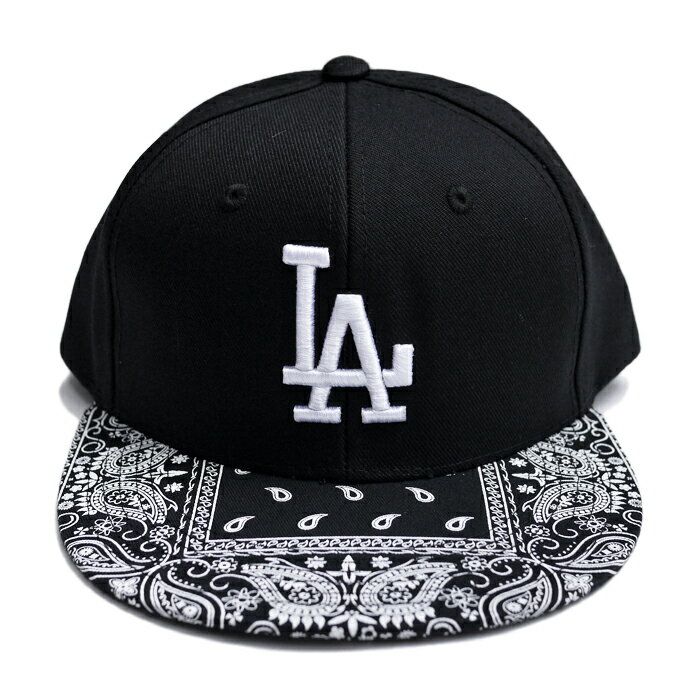 【送料無料】LA BANDANA CUSTOM SNAPBACK CAP【BLACK】(通販 帽子 キャップ 無地 プレーン シンプル スナップ バック ブラック 黒 バンダナ ペイズリー PAISLEY ヒップホップ ダンス 衣装 大きいサイズ)