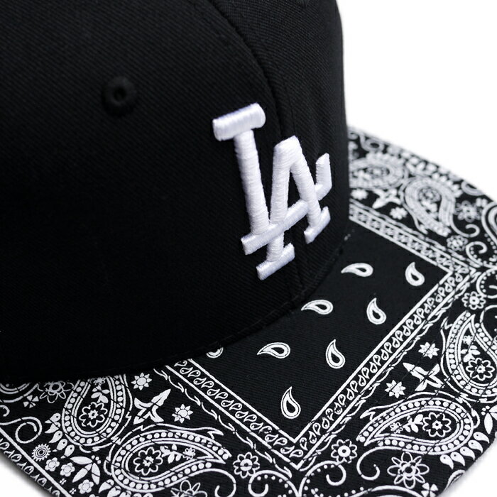 【送料無料】LA BANDANA CUSTOM SNAPBACK CAP【BLACK】(通販 帽子 キャップ 無地 プレーン シンプル スナップ バック ブラック 黒 バンダナ ペイズリー PAISLEY ヒップホップ ダンス 衣装 大きいサイズ)