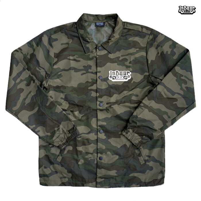 【PRICE DOWN 30%★送料無料】INDOOR ORIGINAL PLAQUE COACH JACKET【CAMOUFLAGE】(M・L・XL)(通販 メンズ 大きいサイズ アウター ナイロン コーチ ジャケット ウインドブレーカー インドア オリジナル 迷彩 カモフラージュ)