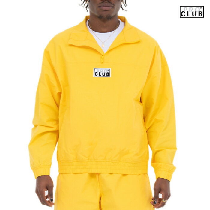 楽天Indoor Class Online Store【送料無料★ラスト1点】PRO CLUB HALF ZIP TRACK JACKET【YELLOW】（M・L・XL・2XL）（PRO CLUB 通販 プロクラブ メンズ 大きいサイズ トラックジャケット ハーフジップ ロゴ）