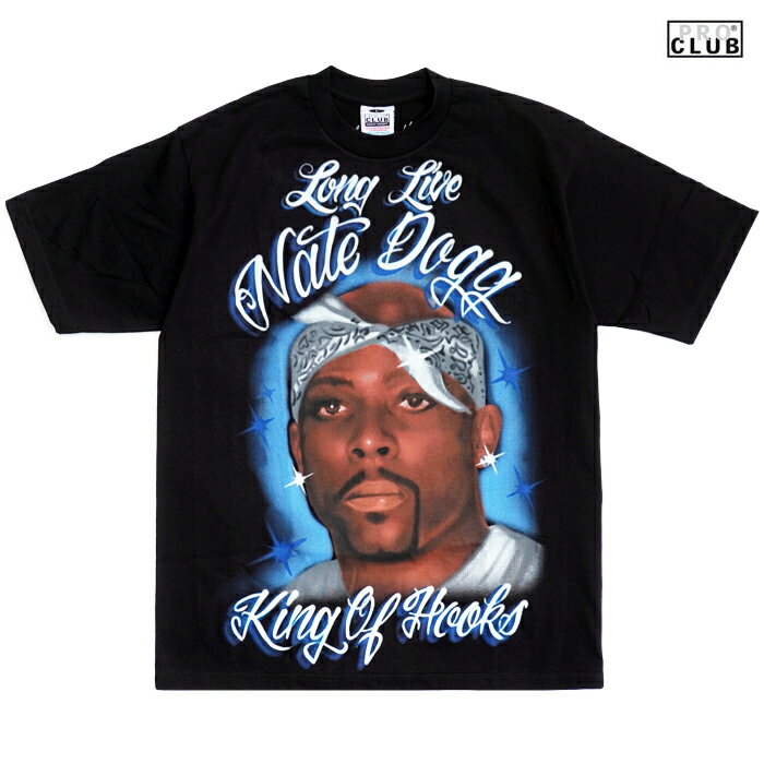 【売りつくし40 】PRO CLUB × NATE DOGG COLLAB Tシャツ【BLACK】(M L XL 2XL)(プロクラブ 通販 メンズ 半袖 HEAVY WEIGHT ヘビーウェイト ネイトドッグ)