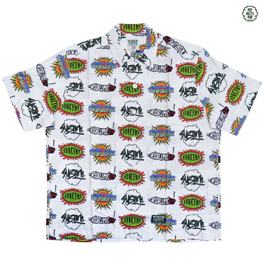 POT MEETS POP × SUBLIME BURNER ALOHA SHIRT(L・XL)(通販 メンズ 大きいサイズ 半袖 シャツ アロハ ボタンシャツ サブライム)