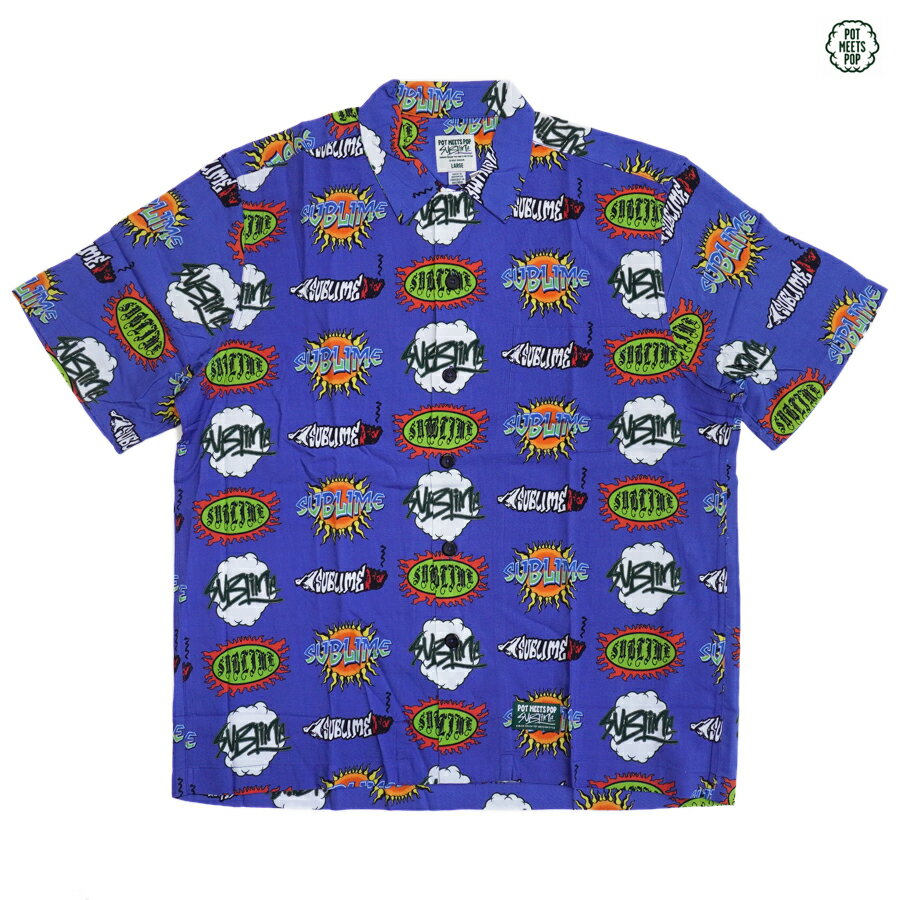 POT MEETS POP × SUBLIME BURNER ALOHA SHIRT(L・XL)(通販 メンズ 大きいサイズ 半袖 シャツ アロハ ボタンシャツ サブライム)