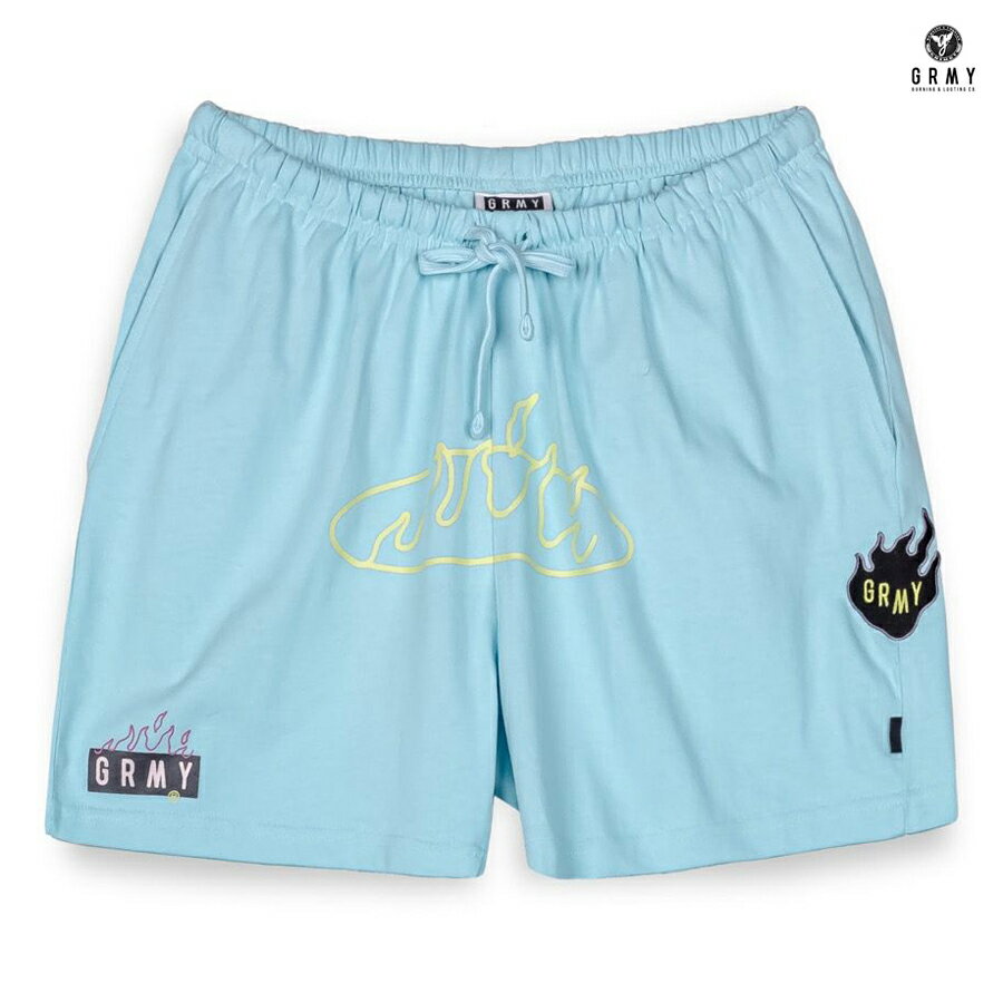 【売りつくし40 ★送料無料】GRIMEY CLOVEN TONGUES SHORTS【LIGHT BLUE】(M L XL)(グライミー GRIMEY 服 通販 メンズ 大きいサイズ ショーツ ハーフパンツ)