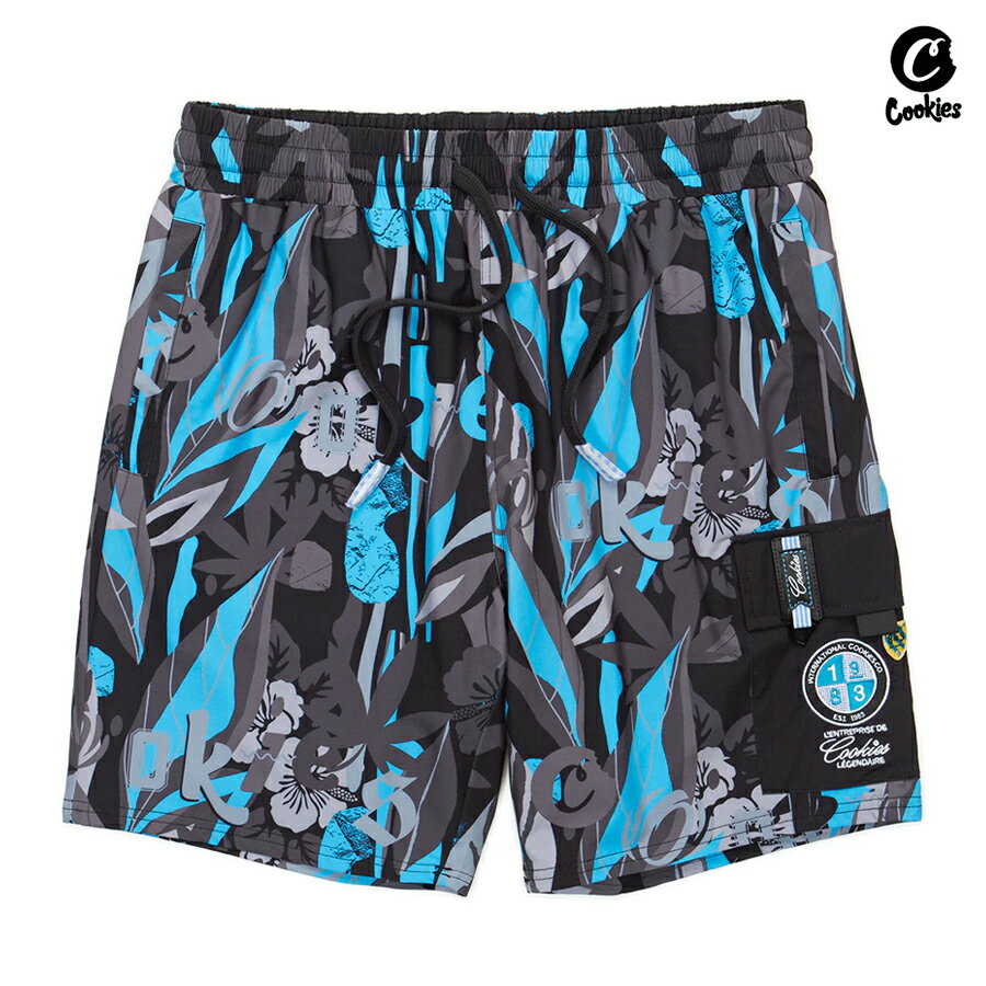 楽天Indoor Class Online Store【売りつくし50％★送料無料★ラスト1点】COOKIES CORSICA SWIM TRUNK SHORTS【BLACK】（M・L・XL）（COOKIES クッキーズ アパレル 服 通販 メンズ 大きいサイズ ショーツ ハーフパンツ スイムショーツ 水着）