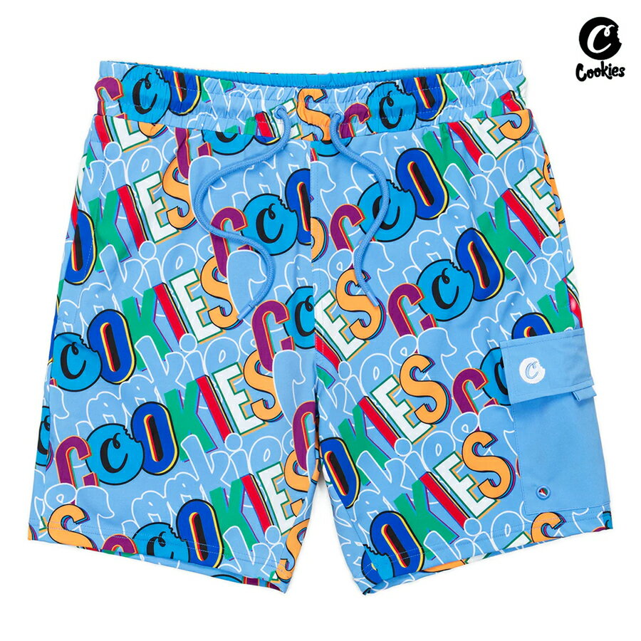 【売りつくし50%★送料無料】COOKIES ON THE BLOCK SWIM TRUNK SHORTS【SKY BLUE】(M・L・XL)(COOKIES クッキーズ アパレル 服 通販 メンズ 大きいサイズ ショーツ ハーフパンツ スイムショーツ 水着)