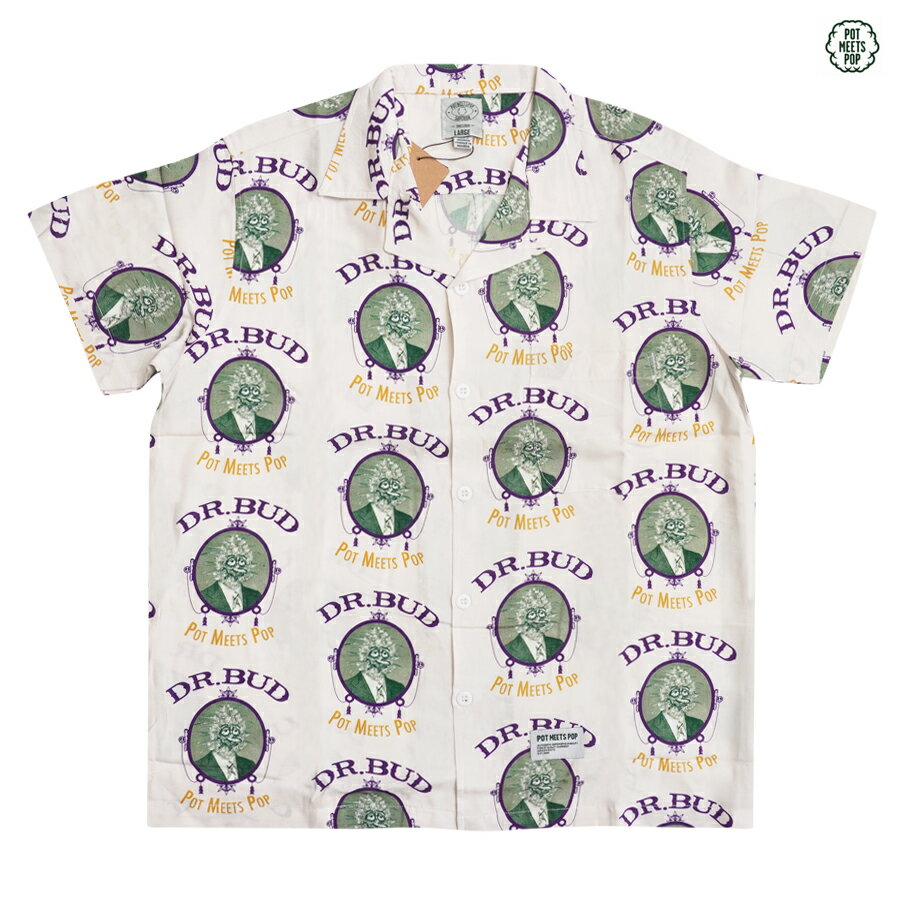 POT MEETS POP DR BUD ALOHA SHIRT(M・L・XL・2XL)(通販 メンズ 大きいサイズ 半袖 シャツ アロハ ボタンシャツ)