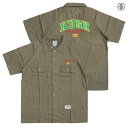 【PRICE DOWN 20 ★送料無料★ラスト1点】POT MEETS POP KUSH FATIGUE S/S SHIRTS【OLIVE】(L XL)(通販 メンズ 大きいサイズ 半袖 シャツ ボタンシャツ ショートスリーブ)